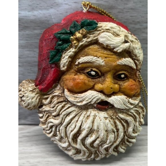 Vintage Santa Claus Face Christmas Tree Ornament Rustic Folk Art Old St Nick - Picture 6 of 6